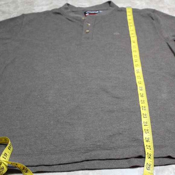 Wolverine Pullover Mens Medium Gray / Brown Waffle Knit Long Sleeve Henley Shirt - Picture 12 of 16